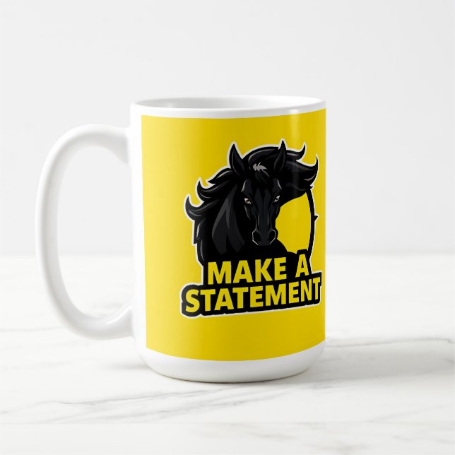 Djup Svart Häst med Motiverande Text Kaffemugg (Vänster)