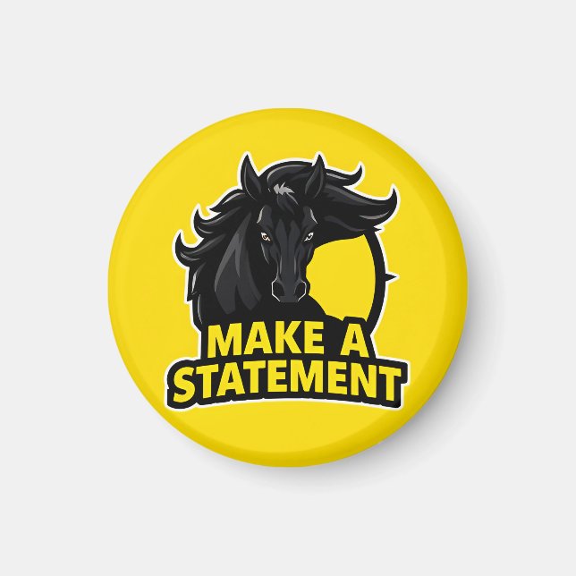 Djup Svart Häst med Motiverande Text Magnet (Framsidan)