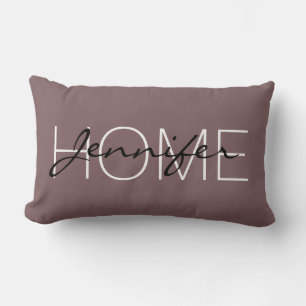 Djup Taupe färg hem monogram Lumbarkudde