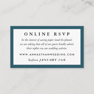 Djup Teal Bröllops Online RSVP-kort Tilläggskort