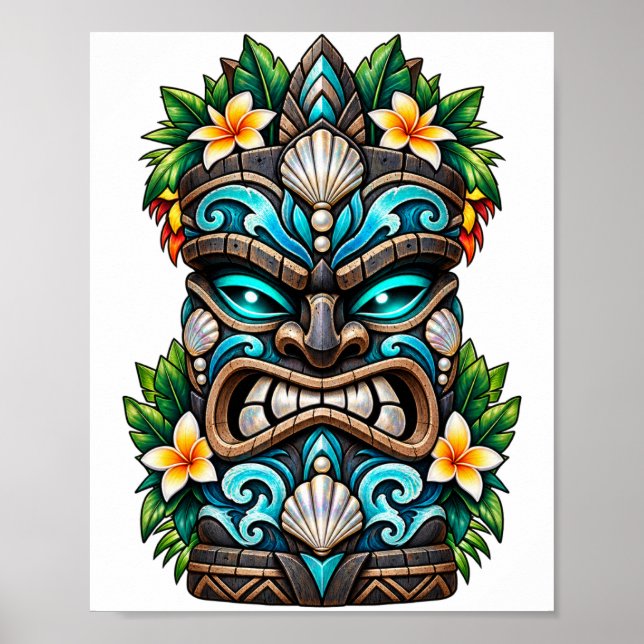 Djup Teal Reef Tiki-affisch Poster (Framsidan)