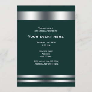 Djup Teal & Silver Elegant Middagspartyevent Inbjudningar