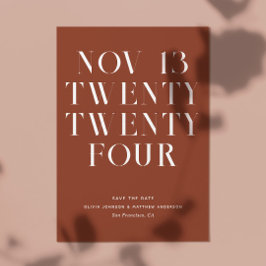 Djup Terrakotta Bröllop | Höst Minimalistisk Moder Spara Datumet