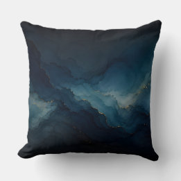 Djup Tid Navy Teal Ocean Abstrakt Kastkudde Kudde