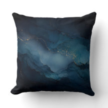 Djup Tid Teal Guld Ocean Abstrakt Kastkudde
