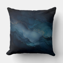 Djup Tid Teal Guld Ocean Abstrakt Kastkudde Kudde