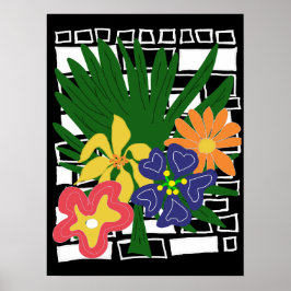 Djup Tropisk Blommig Konst Poster