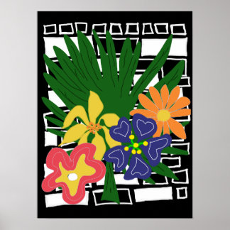 Djup Tropisk Blommig Konst Poster