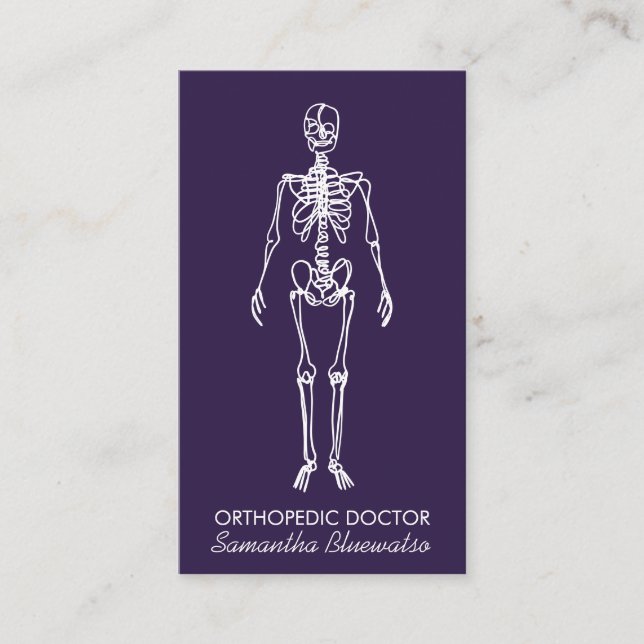 Djup Violet lila doktor Skeleton orthopedic Visitkort (Framsida)