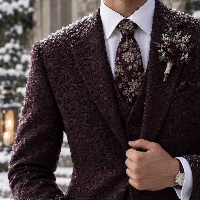 Djup Violett Duvgrå Dyster Blomsterblomning Slips (Skapare uppladdad)