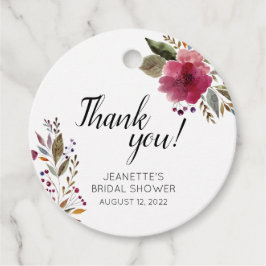 Djupa akvarellblommor Bröllopsdusch Tack Gåvor Etiketter