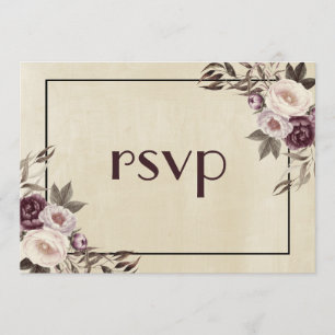 Djupa lila peonior Bröllops-RSVP Inbjudningar