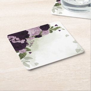 Djupa och lätta lila blommor grönska underlägg papper kvadrat