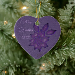 Djupa plommonstrån med djup plommon Poinsettia ker Julgransprydnad Keramik