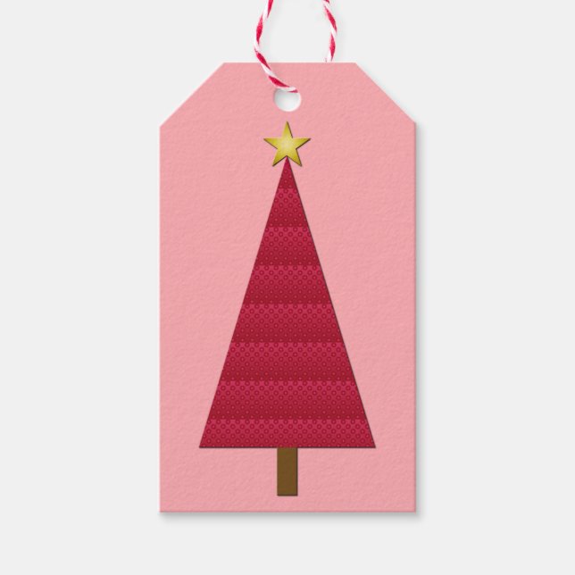 Djupa röda dammar, modern Julgran Presentetikett (Framsidan)