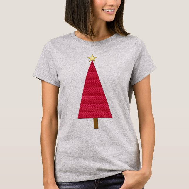 Djupa röda dammar, modern Julgran Tee Shirt (Framsida)
