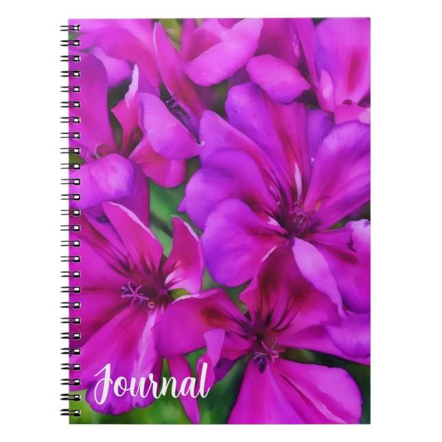Djupa Rosa Blommigt Flowers Natur Art Journal Anteckningsbok (Framsidan)