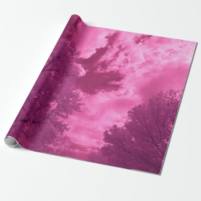 Djupa rosa nyanser Infraröd moln Presentpapper (Utrullad)