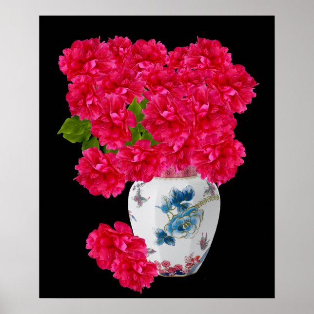 Djupa Rosa Peonies Poster (Framsidan)