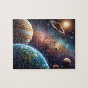 Djupa rymdplaneter nebulosa Jupiter Jorden Pussel