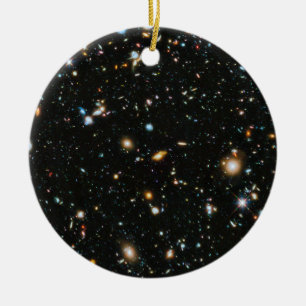 Djupa rymdstjärnor och galaxer julgransprydnad keramik
