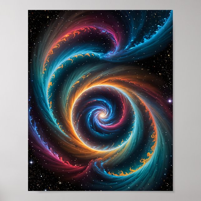 Djupa rymdvortex och snurrande Galaxy Poster (Framsidan)