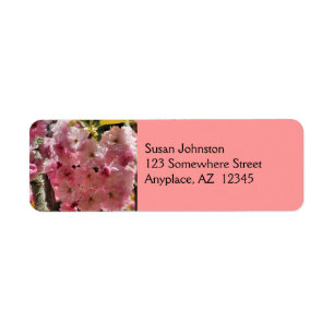 Djupadressetikett för Blommar med fri Rosa Returadress Etikett