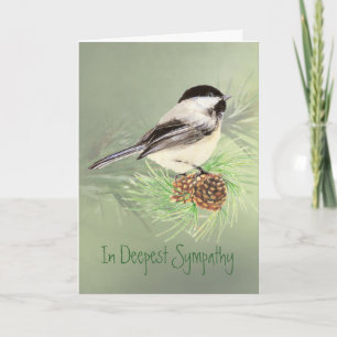 Djupaste sympati för Chickadee Bird i Gräs Träd Kort