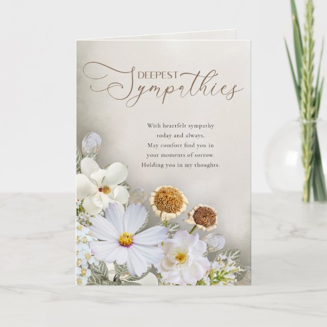 Djupaste Sympatier Blommig Tröstkort Kort (Framsida)