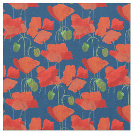 Djupblå blom- tyg för beställnings- röda