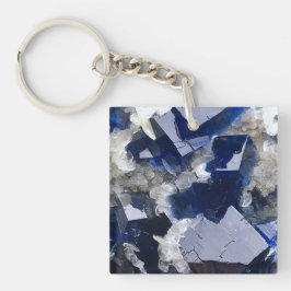 Djupblå fluorit- och calcitmineralfotografering