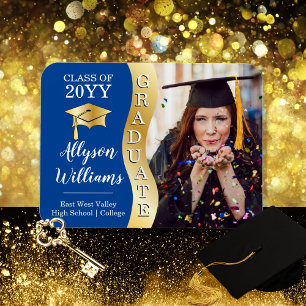djupblå Foto av Wave Grad Cap från Guld Student Magnet