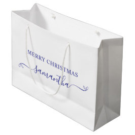 Djupblå God Jul Söt Båge Signatur Namn