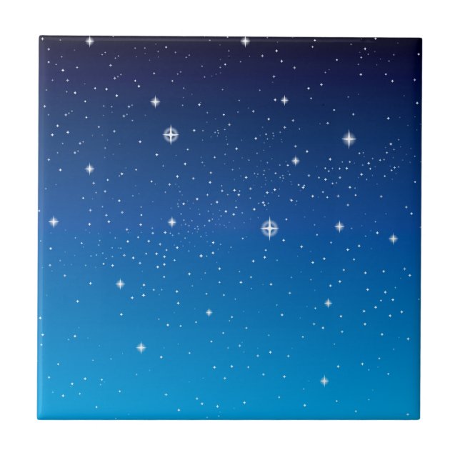 Djupblå himmel för Starry natt Kakelplatta (Framsidan)