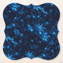 Djupblå och Bright Snöflingor Chipboard Underlägg