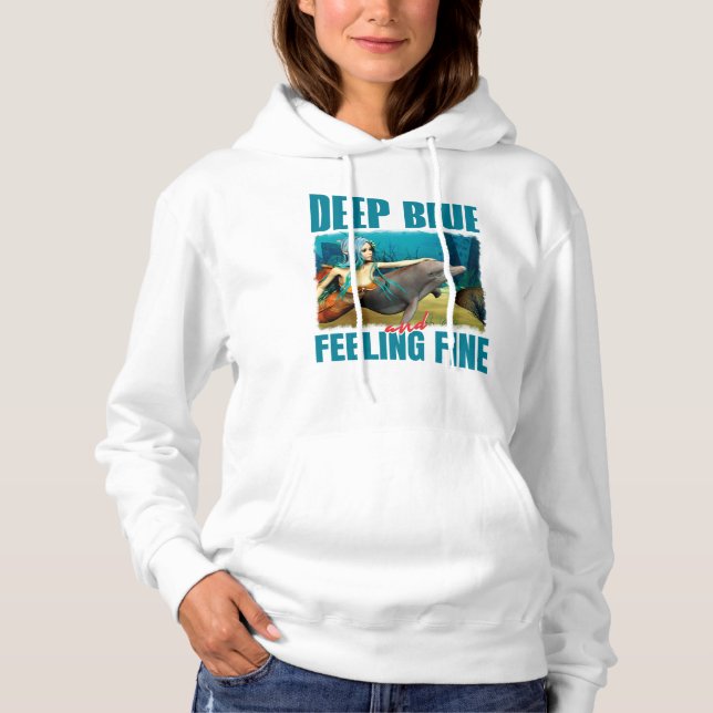 Djupblå och känslofulla sjöjungfru delfin konst t shirt (Framsida)