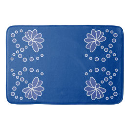 Djupblå och medelmodern blomma badrumsmatta