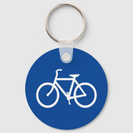 Djupblå och vit cykelkontur nyckelring