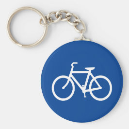 Djupblå och vit cykelkontur nyckelring