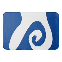 Djupblå och vit virvelvåg badrumsmatta