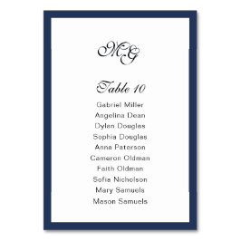 Djupblå Ram. Modern snyggt bröllop Bordsnummer