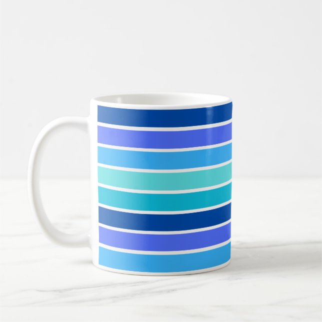 Djupblå Randig Kaffemugg (Vänster)