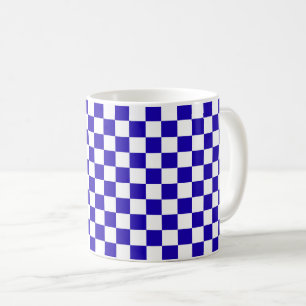 Djupblå rutig kaffemugg