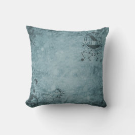 Djupblå Steampunk Bird Cage Pillow 16 x 16 tum Kudde