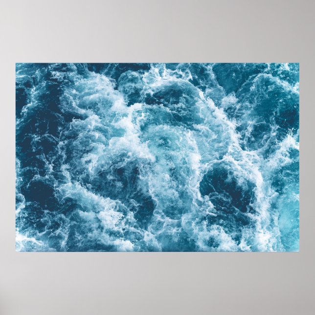Djupblått havsfoto med Vinkara  Poster (Framsidan)