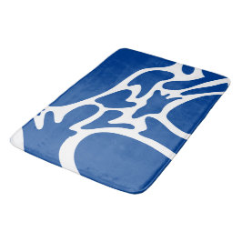 Djupblått och vitt badrumsmatta