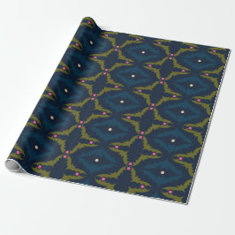 Djupblått Retro Vintage Mönster  Presentpapper