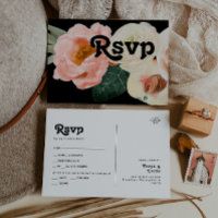 Djupblommig | Svart Meny Val RSVP Brevkort