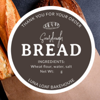 Djupbrun Enkel Bageri Sourdough Bröd Klistermärke