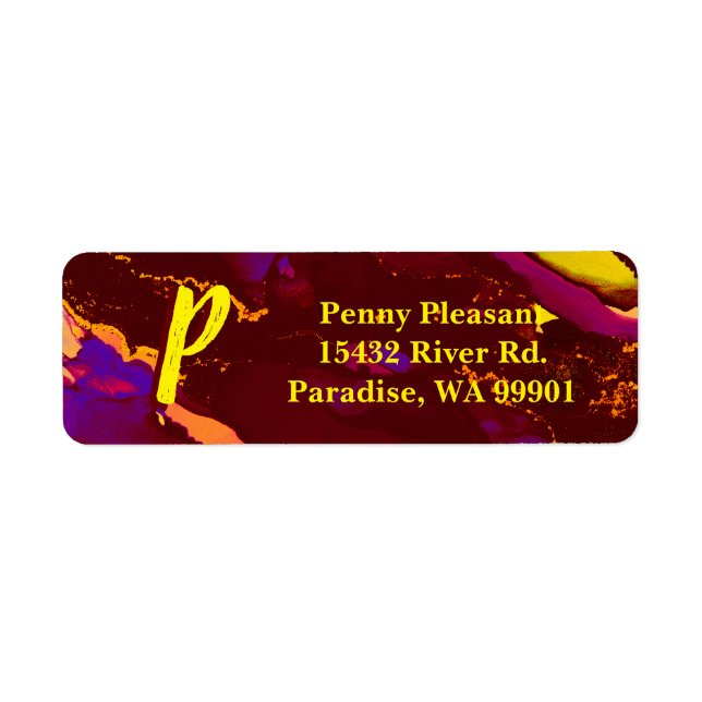 Djupfärgning av Bläck och Guld-alkohol Returadress Etikett (Framsidan)